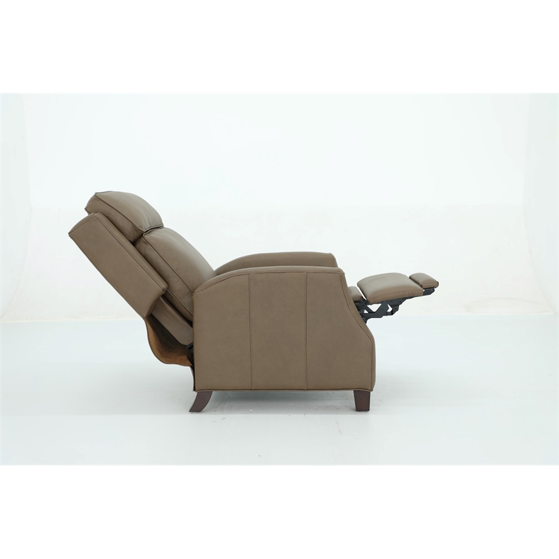 Pemberly Row Premium Push Thru The Arms Recliner in Cashmere Taupe