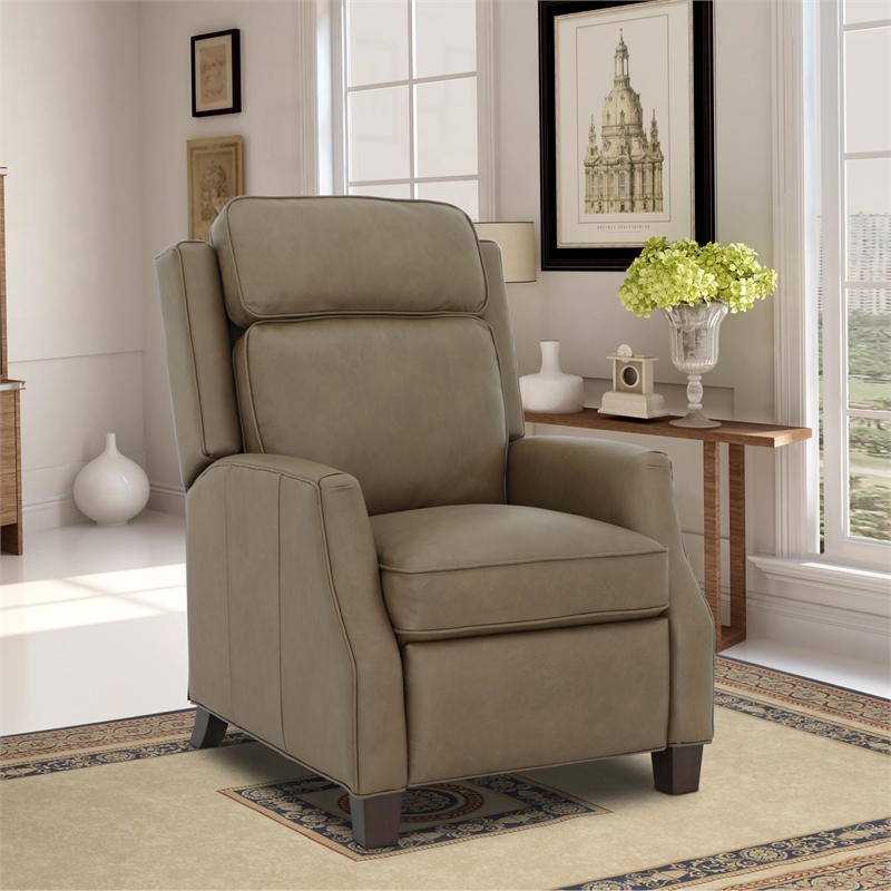 Pemberly Row Premium Push Thru The Arms Recliner in Cashmere Taupe