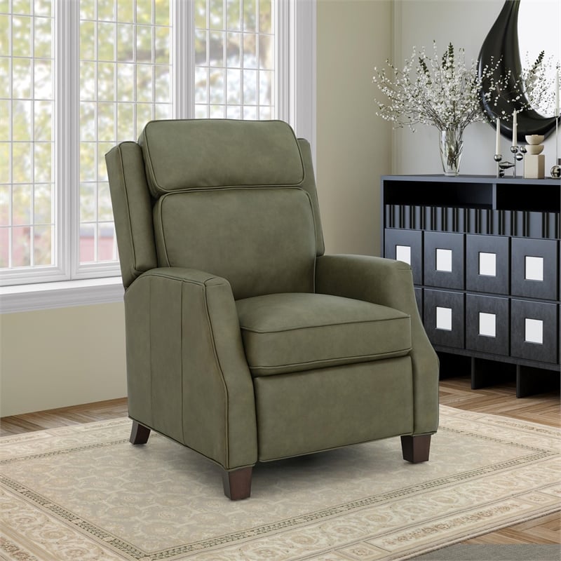 Pemberly Row Premium Push Thru The Arms Recliner in Oasis Olive
