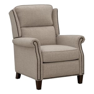 Pemberly Row Premium Push Thru The Arms Recliner in Linen Gray
