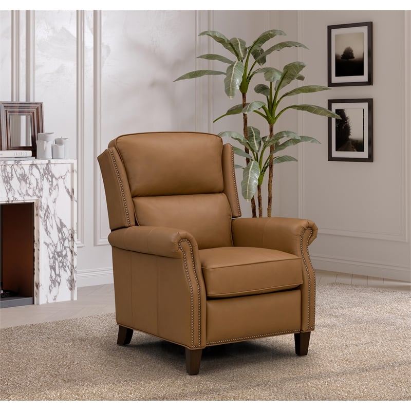 Pemberly Row Premium Push Thru The Arms Recliner in Elwood Cider