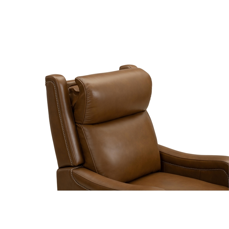Pemberly Row Power Recliner with Power Head Rest in Elwood Saddle