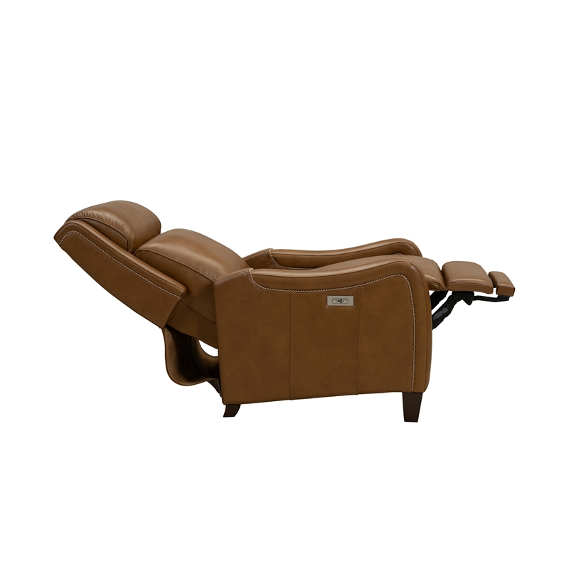 Pemberly Row Power Recliner with Power Head Rest in Elwood Saddle