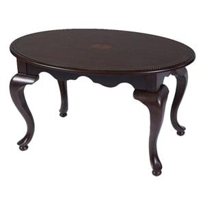 Pemberly Row Solid Wood 38&quot Oval Traditional Coffee Table in Cherry