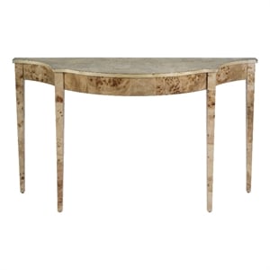 Pemberly Row Solid Wood 54&quot Demilune Console Table in Light Brown