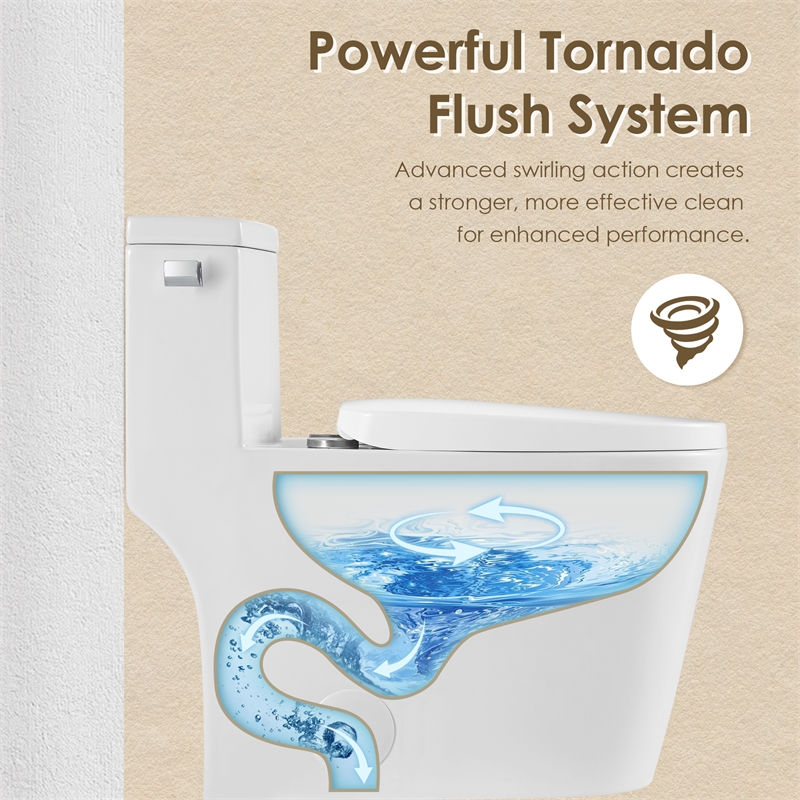 Pemberly Row Side-Flush Elongated One-Pc Ceramic Toilet with ADA Height in White