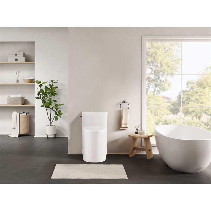 Pemberly Row Side-Flush Elongated One-Pc Ceramic Toilet with ADA Height in White