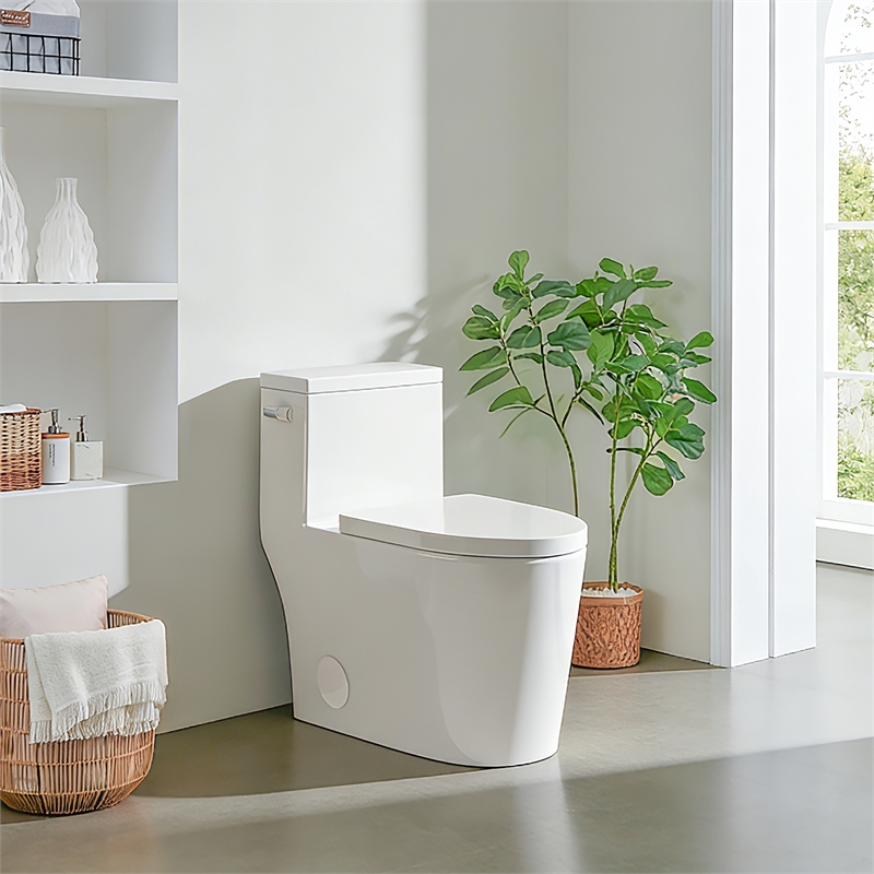 Pemberly Row Side-Flush Elongated One-Pc Ceramic Toilet with ADA Height in White