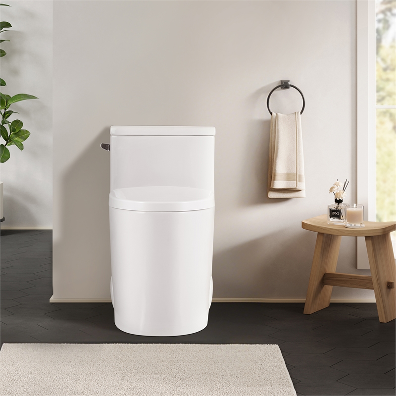 Pemberly Row Side-Flush Elongated One-Pc Ceramic Toilet with ADA Height in White