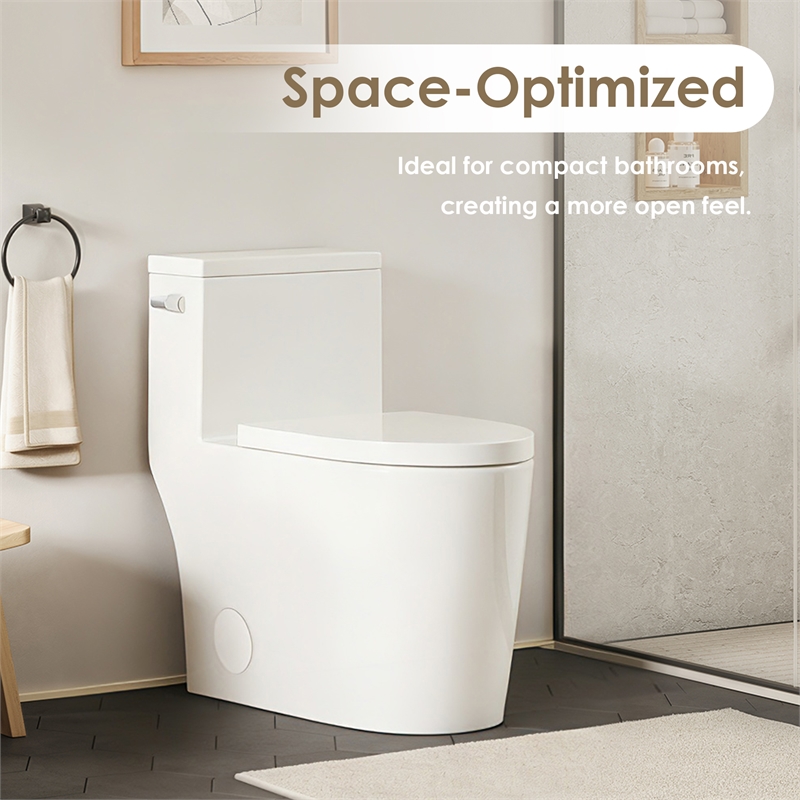 Pemberly Row Side-Flush Elongated One-Pc Ceramic Toilet with ADA Height in White