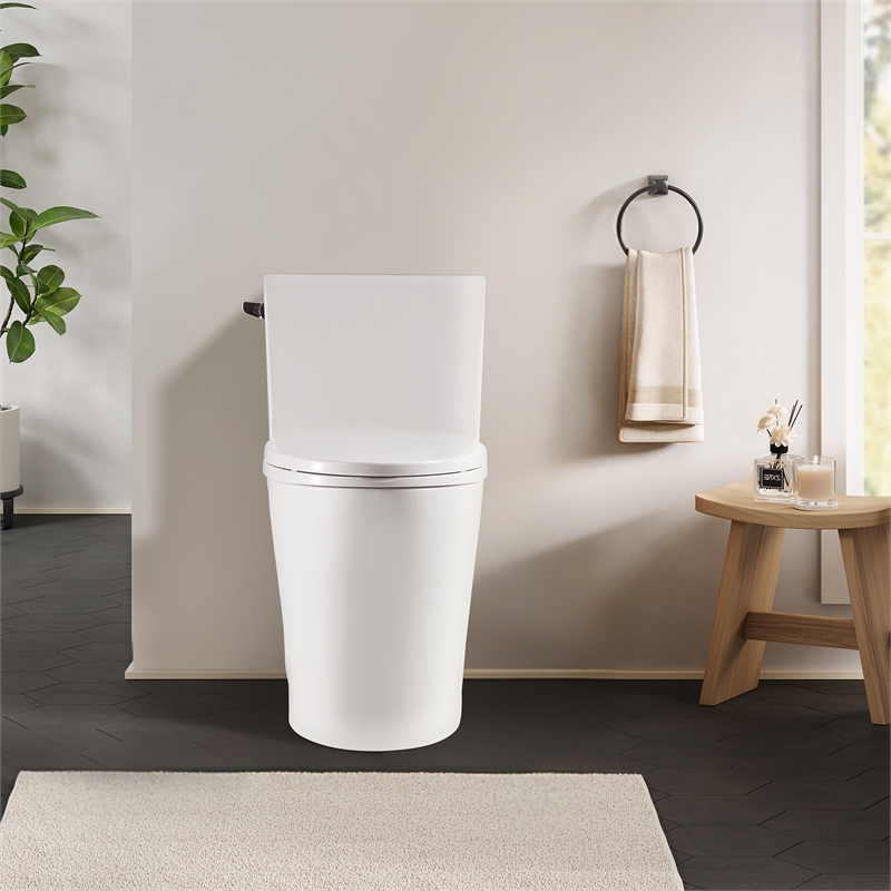 Pemberly Row Side-Flush Elongated One-Pc Ceramic Toilet with ADA Height in White
