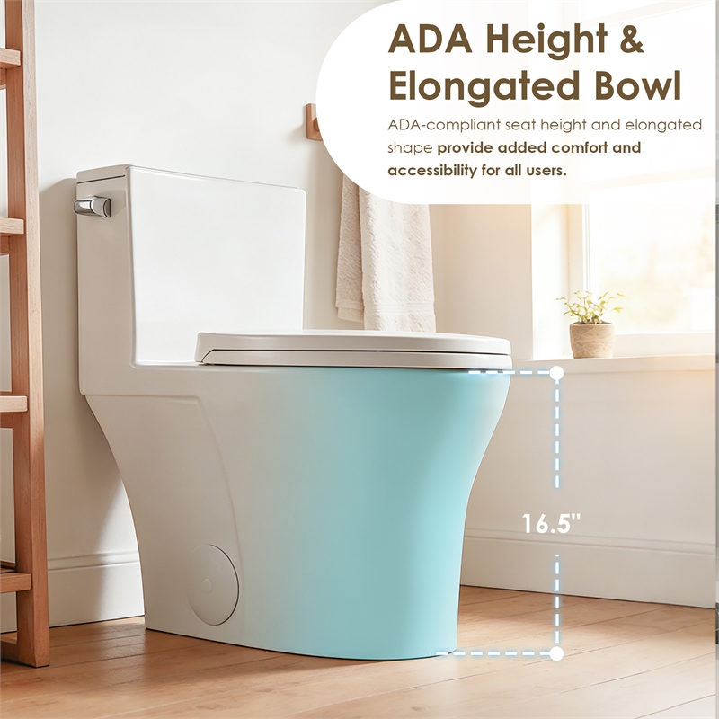 Pemberly Row Side-Flush Elongated One-Pc Ceramic Toilet with ADA Height in White