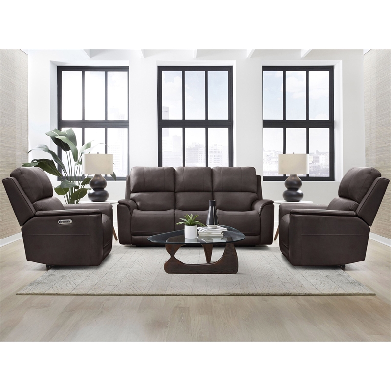 Pemberly Row Zero Gravity Power Recliner with Storage in Brown