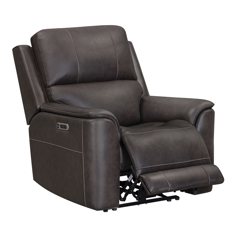 Pemberly Row Zero Gravity Power Recliner with Storage in Brown