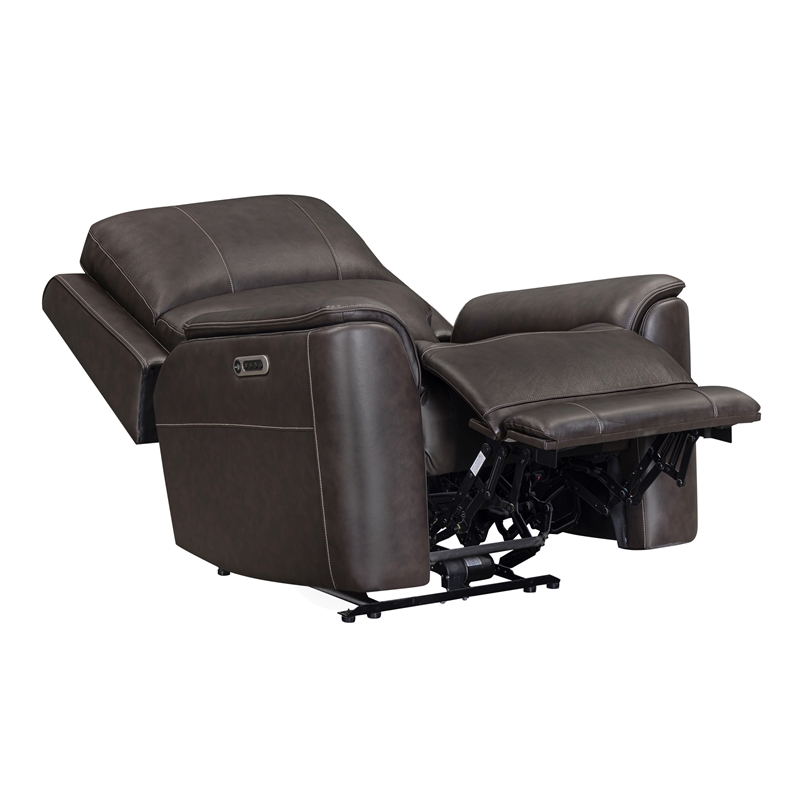 Pemberly Row Zero Gravity Power Recliner with Storage in Brown