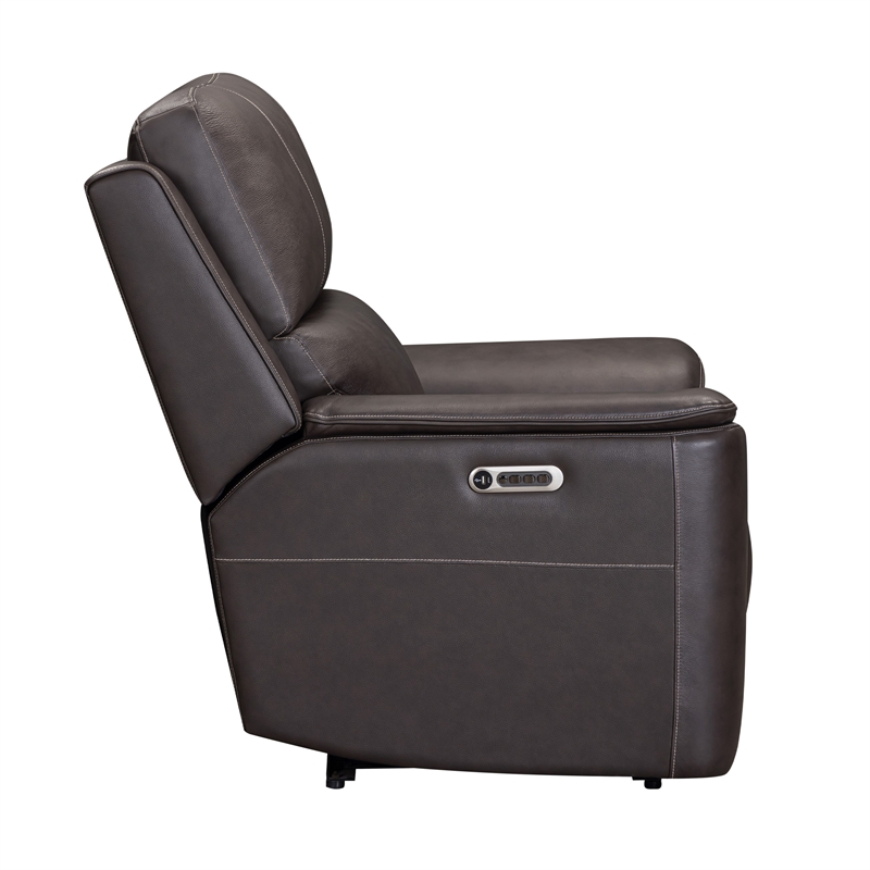 Pemberly Row Zero Gravity Power Recliner with Storage in Brown