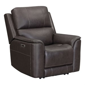 Pemberly Row Zero Gravity Power Recliner with Storage in Brown