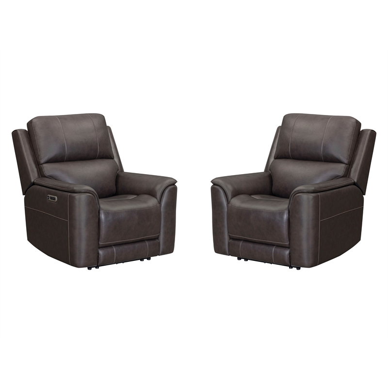 Pemberly Row Premium Zero Gravity Power Recliner Set of 2 in Brown