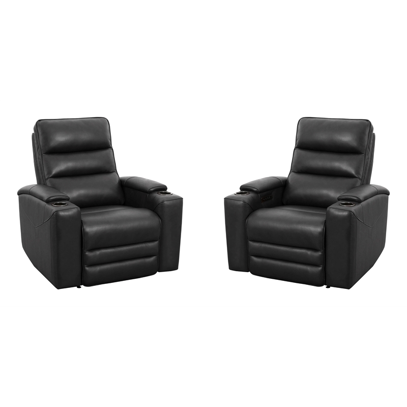 Pemberly Row Premium Zero Gravity Power Recliner Set of 2 in Black