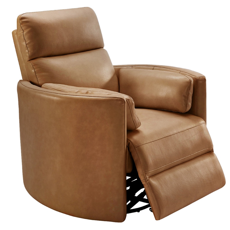 Pemberly Row Power Swivel Glider Recliner in Vintage Caramel
