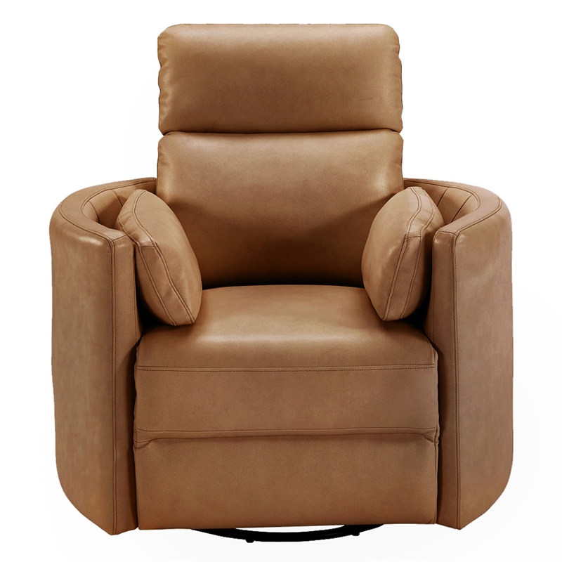 Pemberly Row Power Swivel Glider Recliner in Vintage Caramel