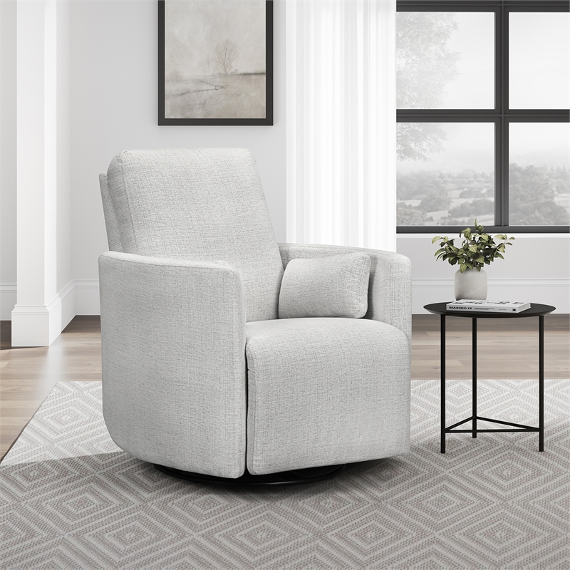 Pemberly Row Manual Swivel Glider Recliner with Storage in White