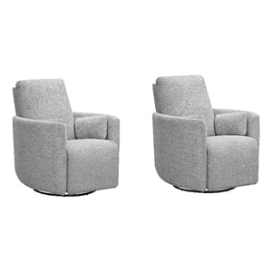 Pemberly Row Premium Manual Swivel Glider Recliner Set of 2 in Fog