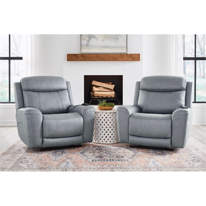 Pemberly Row Power Lift Recliner with Heat Massage Set of 2 in Evening