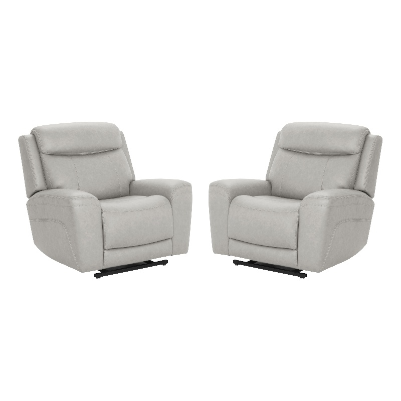 Pemberly Row Power Lift Recliner with Heat Massage Set of 2 in Granite