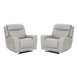 Pemberly Row Power Lift Recliner with Heat Massage Set of 2 in Granite