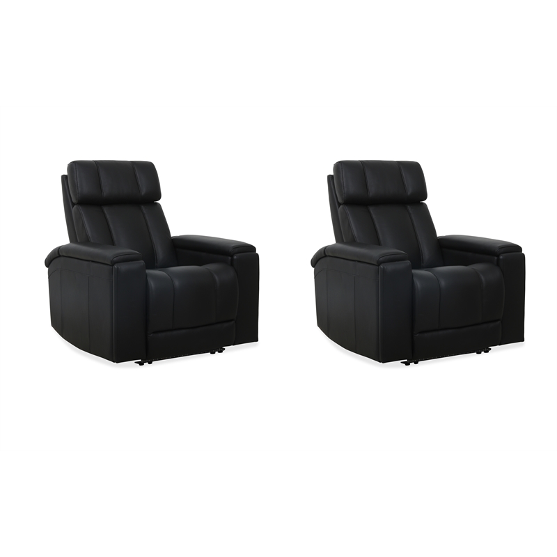 Pemberly Row Premium Black Zero Gravity Power Recliner Set of 2