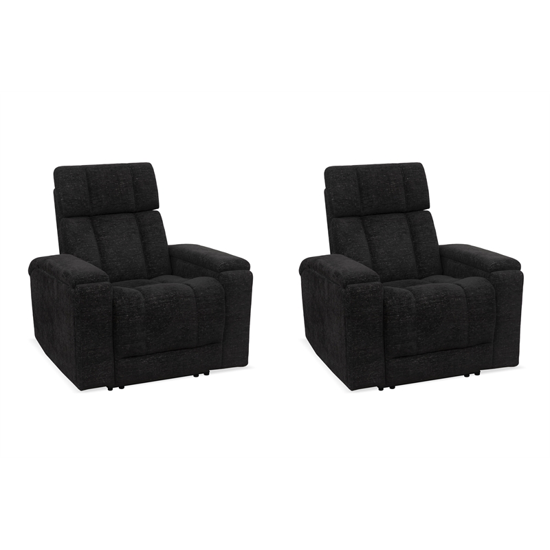 Pemberly Row Premium Ebony Zero Gravity Power Recliner Set of 2