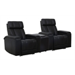 Pemberly Row Black Zero Gravity Power 2 Seat Home Theater Seating with Wedge