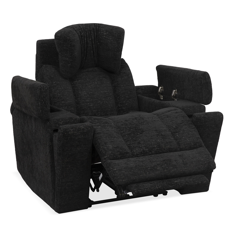 Pemberly Row Ebony Zero Gravity Power 2 Seat Home Theater Seating with Wedge