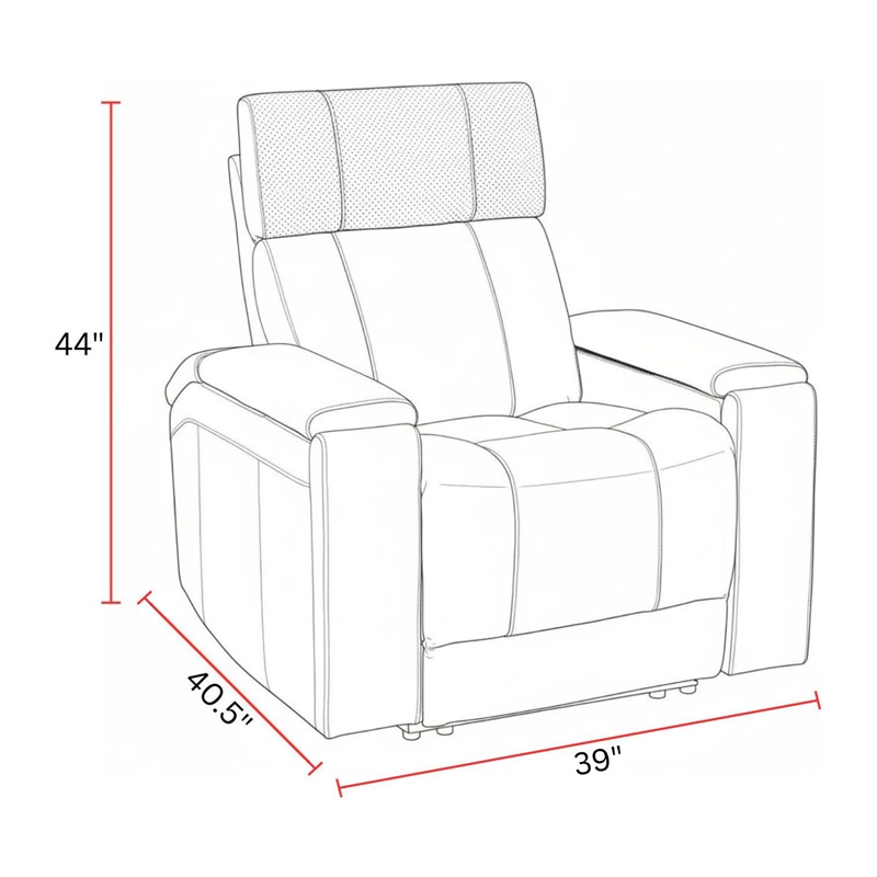 Pemberly Row Ebony Zero Gravity Power 2 Seat Home Theater Seating with Wedge