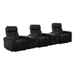 Pemberly Row Black Zero Gravity Power 3 Seat Home Theater Seating with 2 Wedges