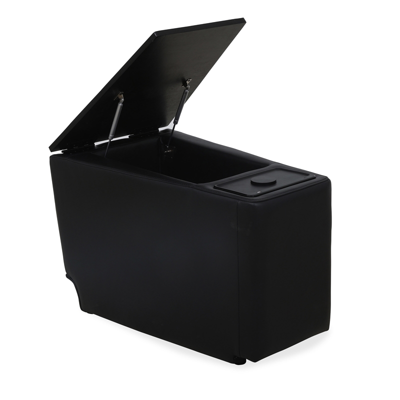 Pemberly Row Black Zero Gravity Power 3 Seat Home Theater Seating with 2 Wedges