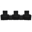 Pemberly Row Ebony Zero Gravity Power 3 Seat Home Theater Seating with 2 Wedges