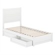 Pemberly Row Twin XL Platform Bed with Footboard and Drawers in White