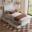 Pemberly Row Twin XL Platform Bed with Footboard and Drawers in White