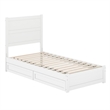 Pemberly Row Twin XL Platform Bed with Footboard and Drawers in White