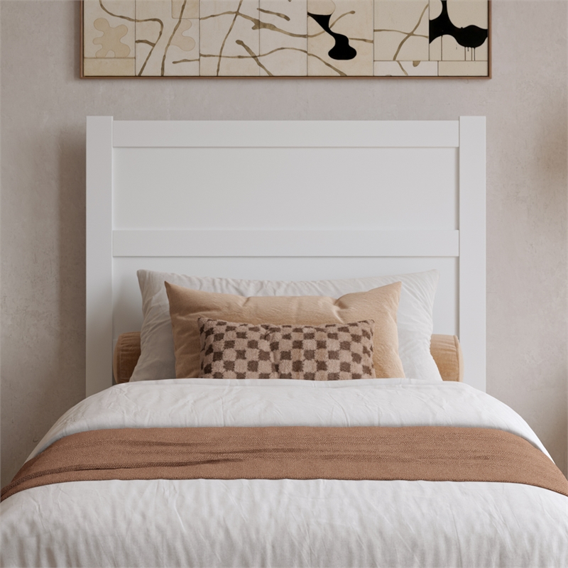 Pemberly Row Twin XL Platform Bed with Footboard and Drawers in White