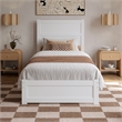 Pemberly Row Twin XL Platform Bed with Footboard and Drawers in White