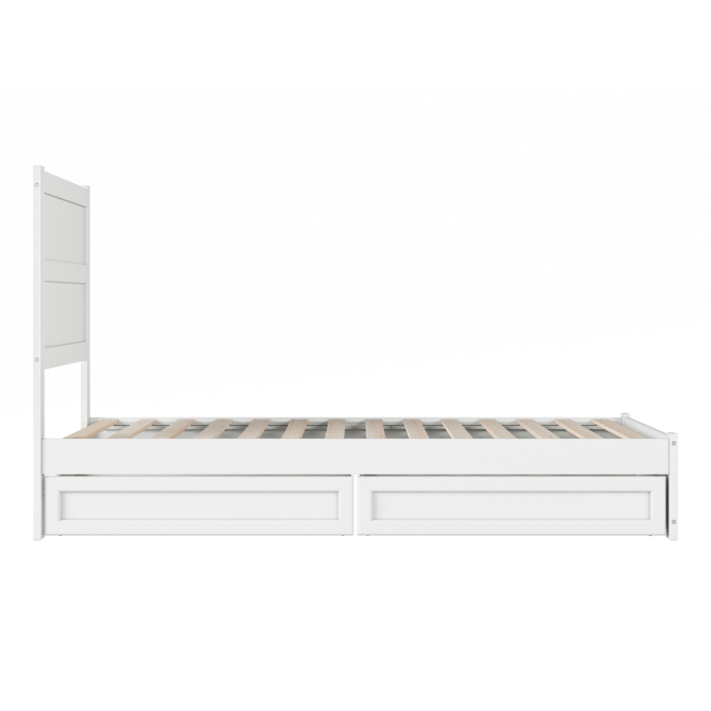 Pemberly Row Twin XL Platform Bed with Footboard and Drawers in White