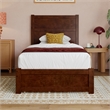 Pemberly Row Twin XL Platform Bed with Footboard and Drawers in Walnut