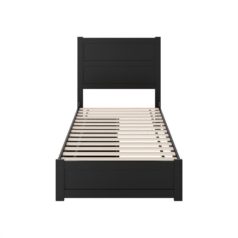 Pemberly Row Twin XL Platform Bed with Footboard and Drawers in Black