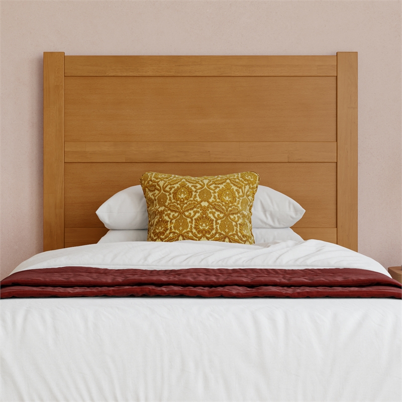 Pemberly Row Twin XL Platform Bed with Footboard and Drawers in Light Toffee