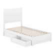 Pemberly Row Twin Platform Bed with Footboard and Drawers in White