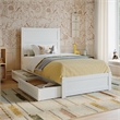 Pemberly Row Twin Platform Bed with Footboard and Drawers in White