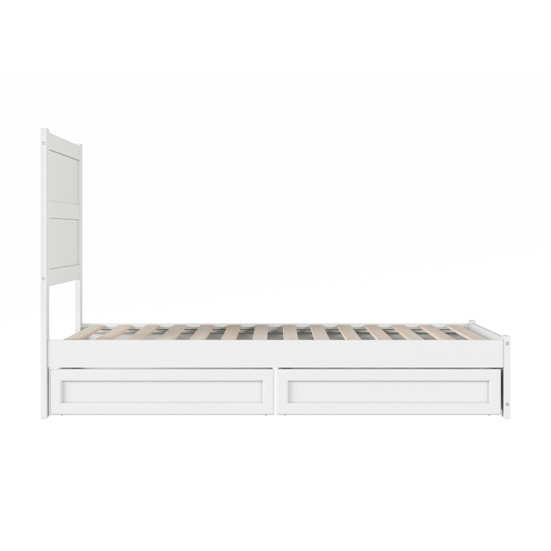Pemberly Row Twin Platform Bed with Footboard and Drawers in White